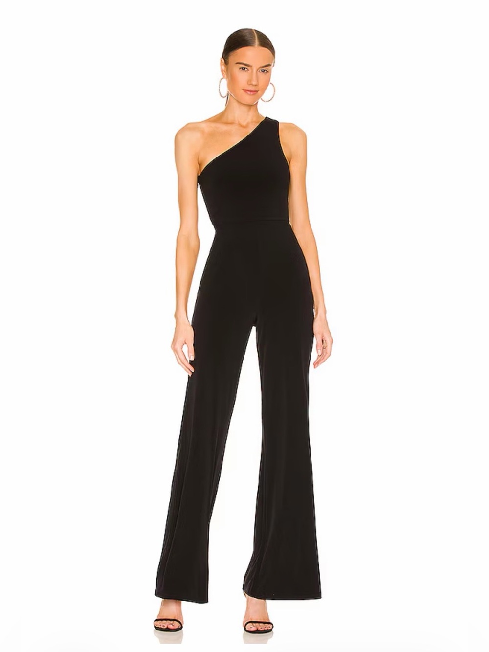 Lovers + Friends Charli One Shoulder Wide Leg Jumpsuit Black XXS